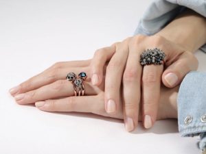 Blue Sapphires Small Sphere Ring