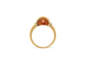 Hessonite Garnet Diamonds Band Ring