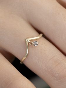 Floating Diamond Wishbone Chevron Ring