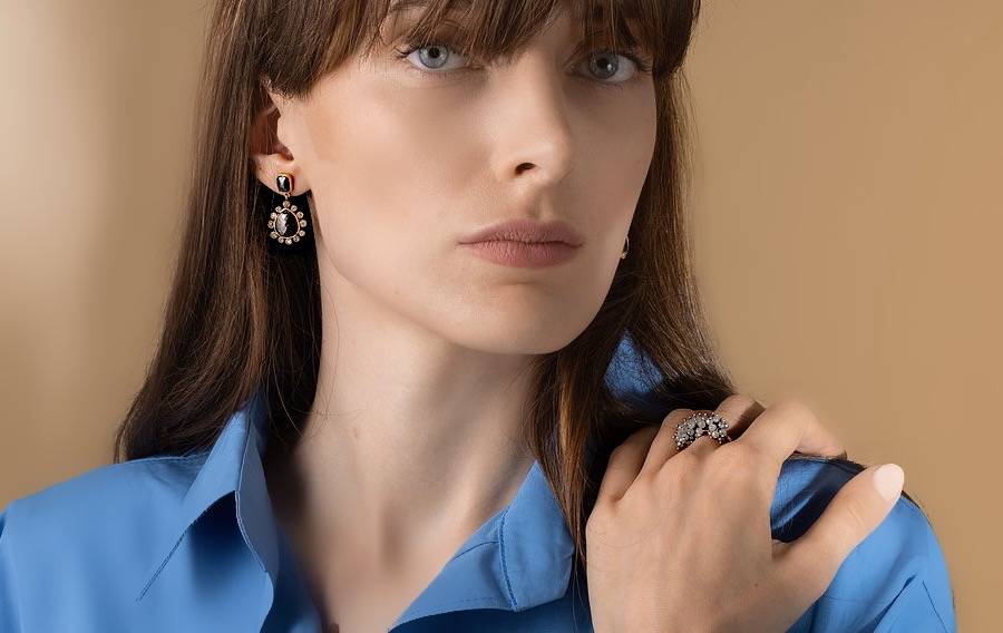 Grey Rose Cut Diamonds White Diamonds Earrings