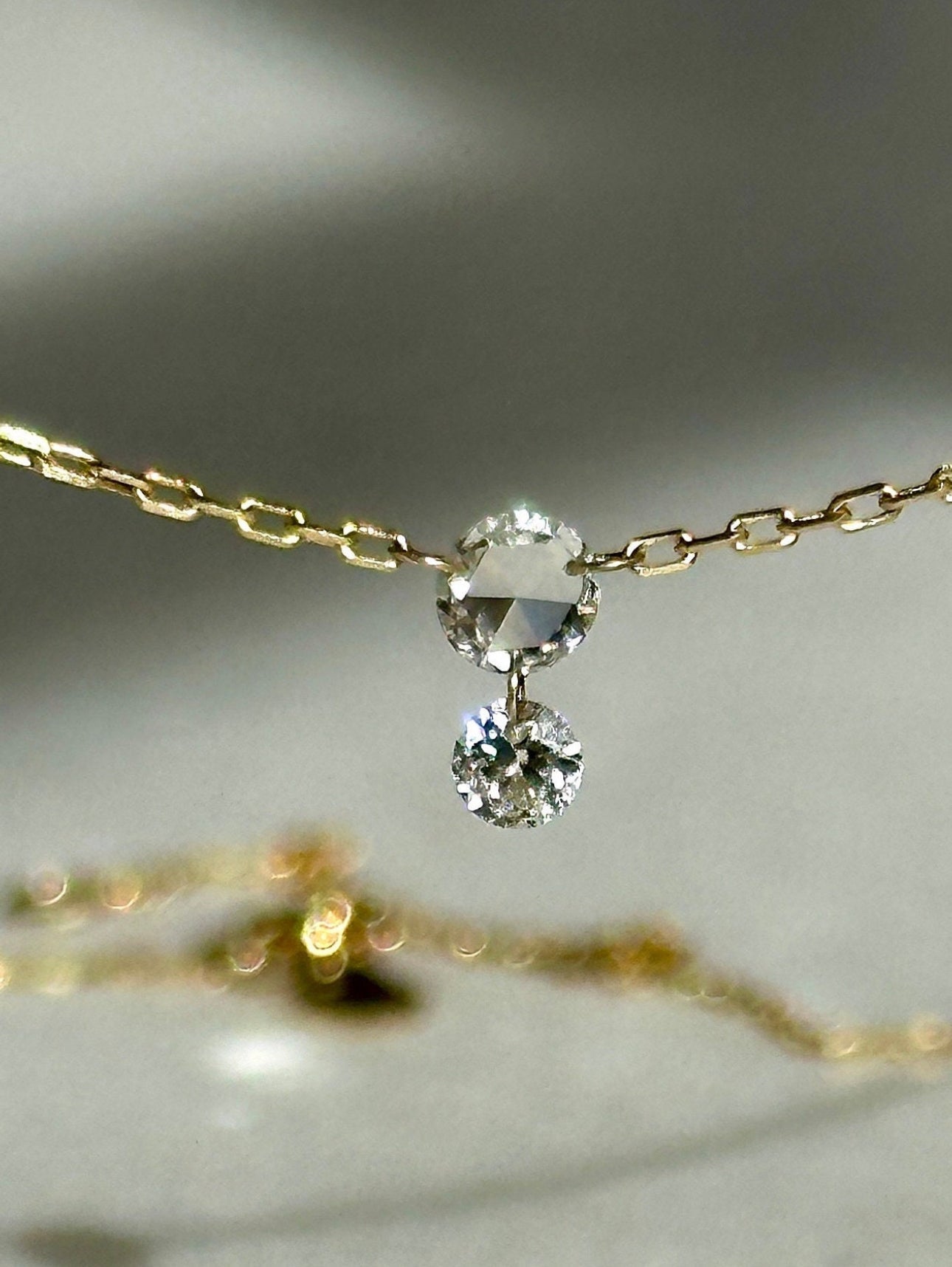 Two Diamonds Pendant Necklace