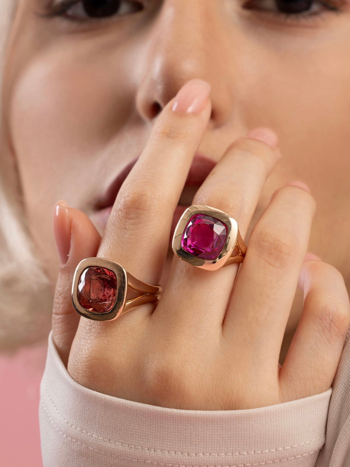 Pink Sapphire Cushion Ring