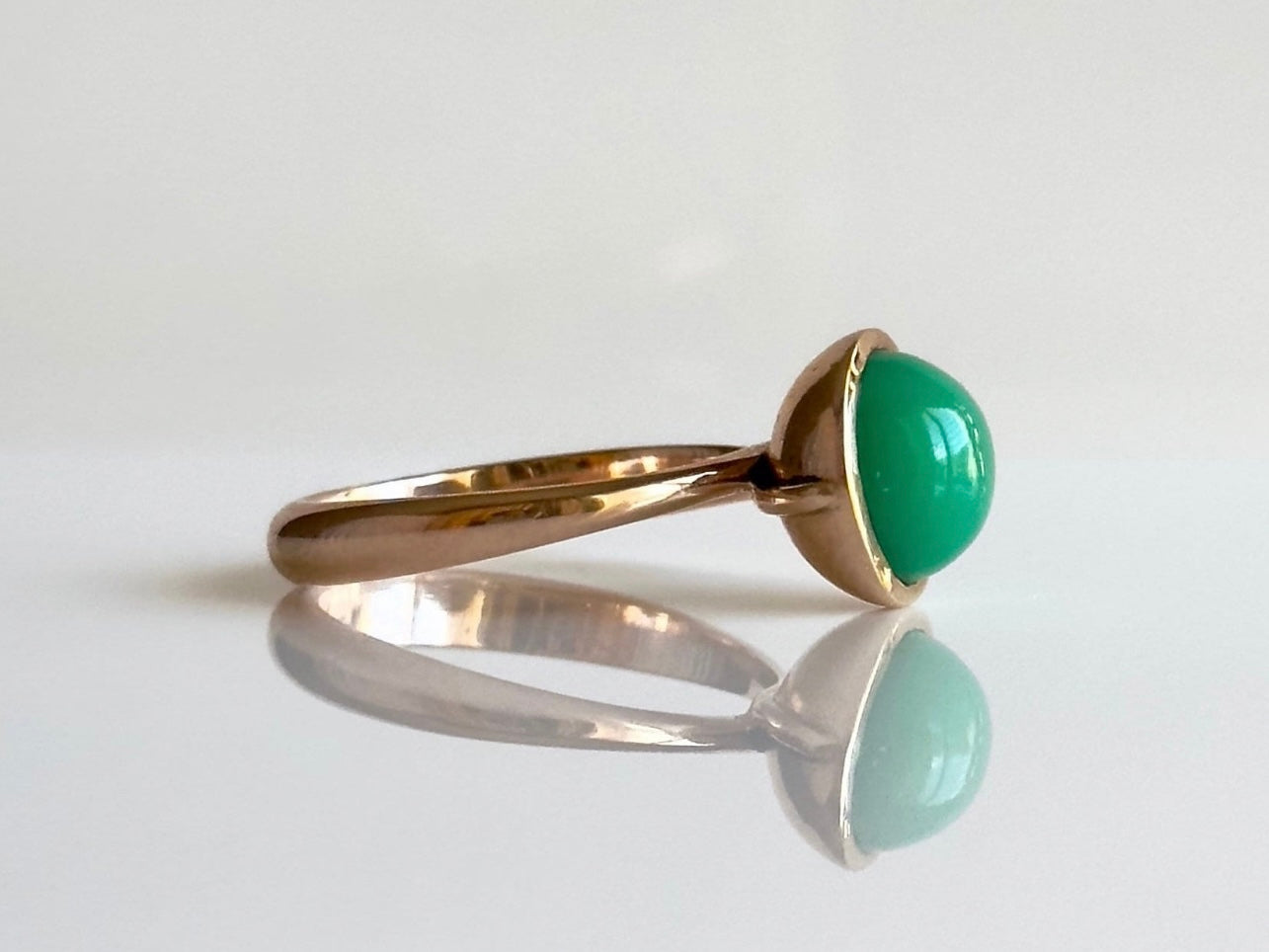 Apple Green Chrysoprase Small Sphere Ring