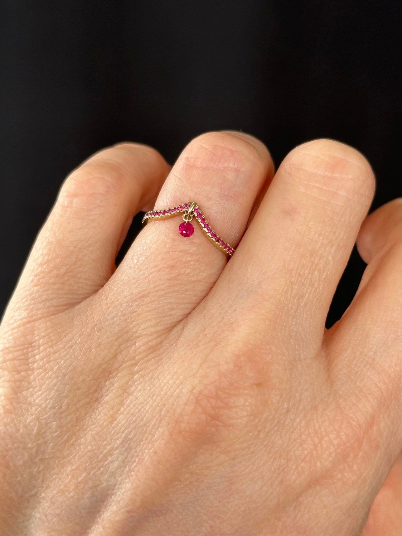 Natural Ruby Marquise Pave Ring