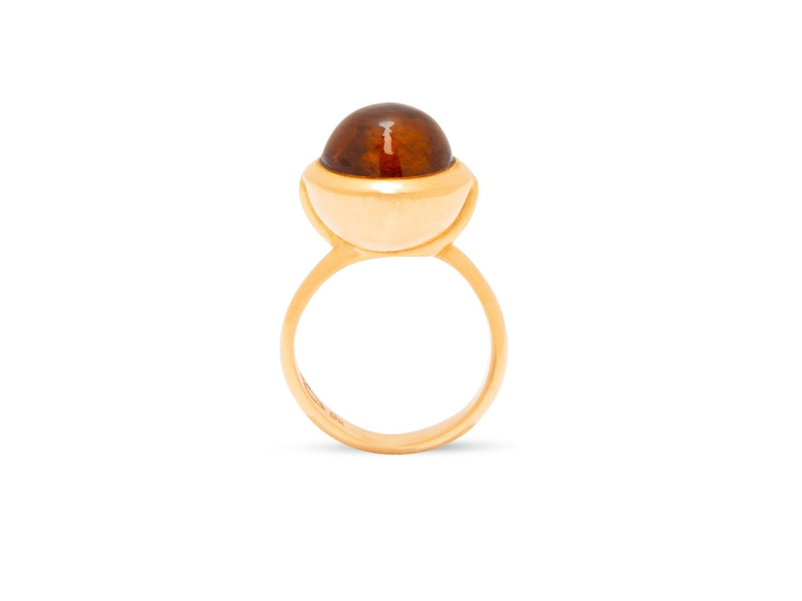 Hessonite Garnet Large Sphere Ring