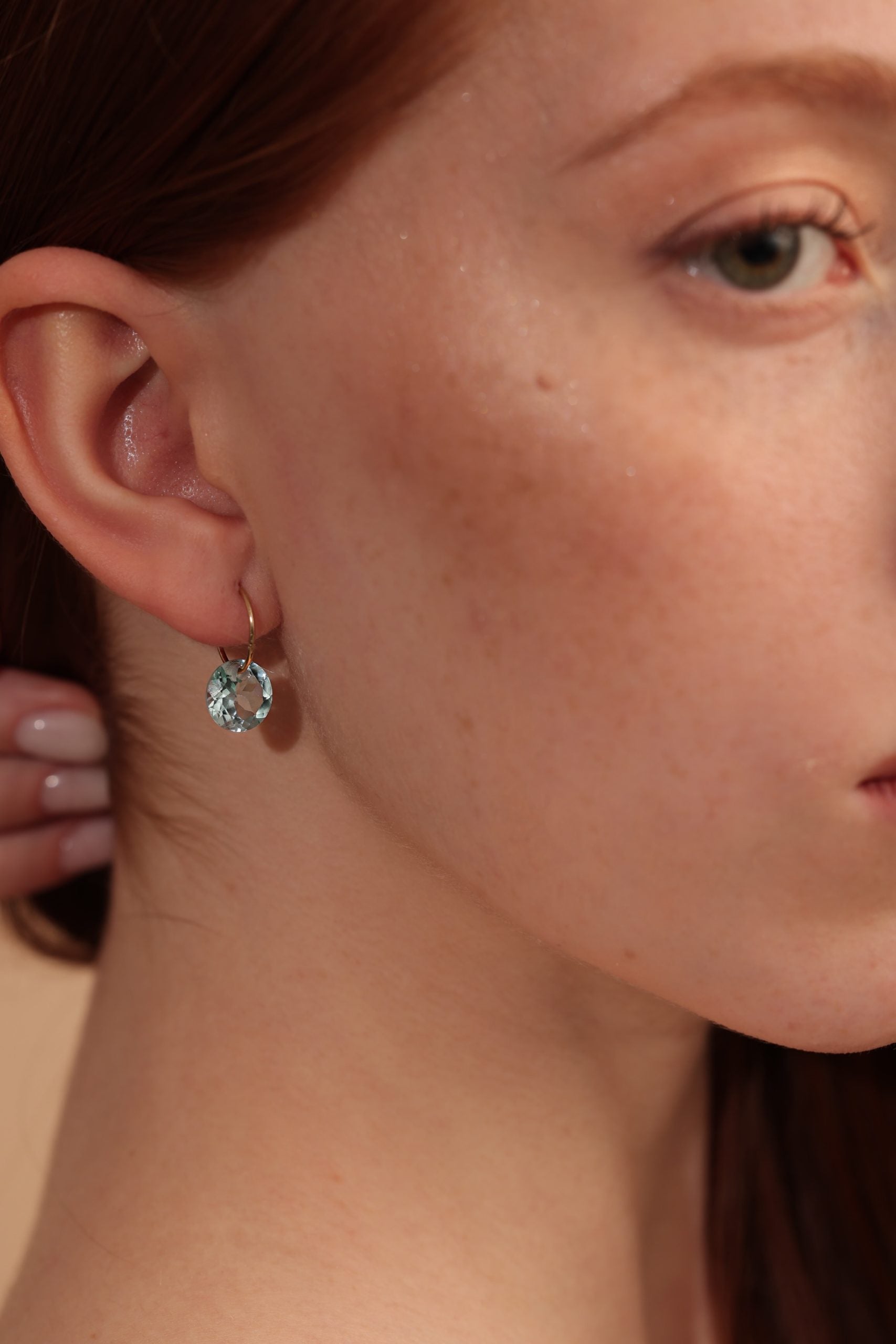 Drilled Sky Blue Topaz Hoop Earrings