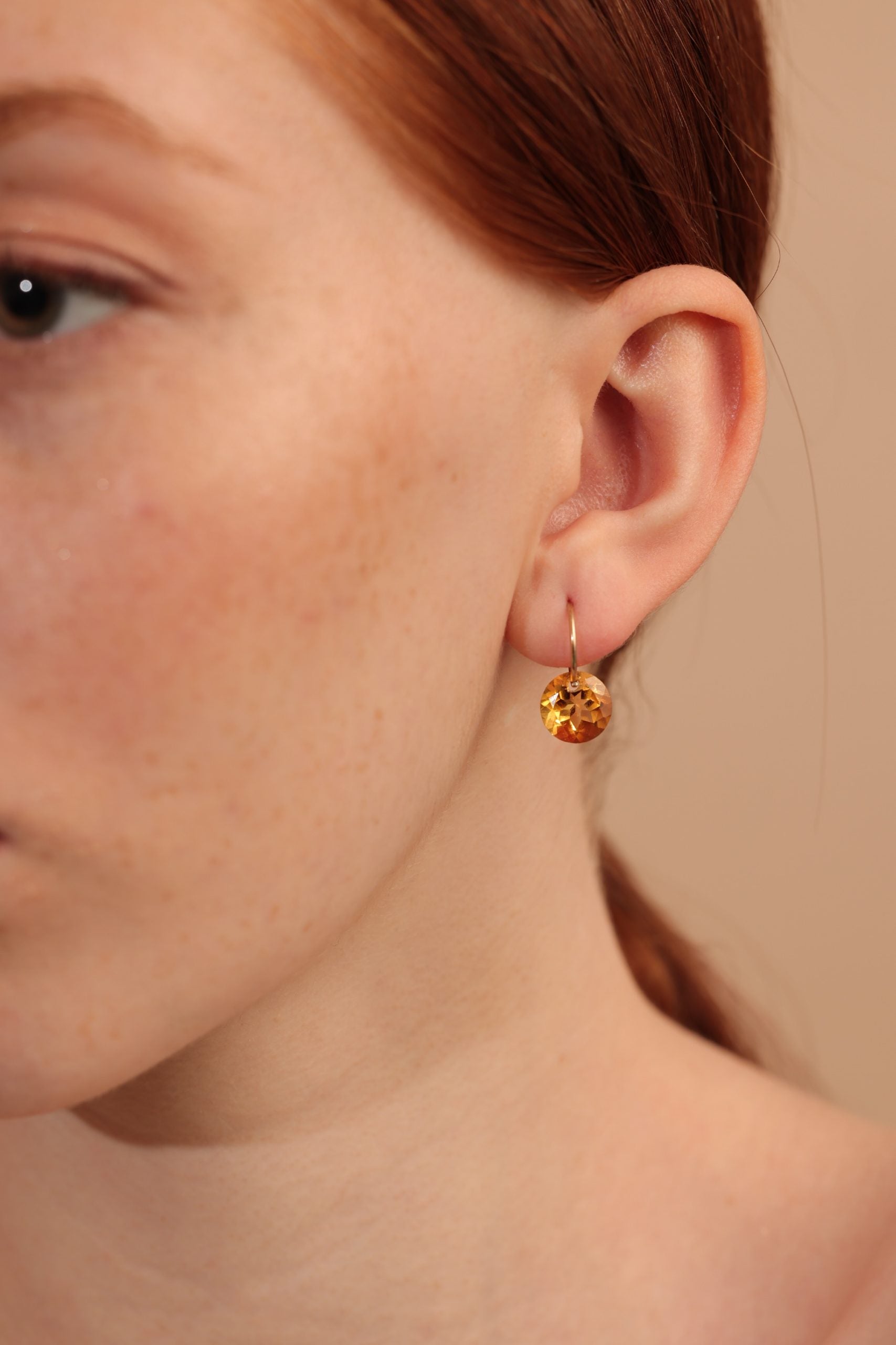 Drilled Citrine Hoop Earrings
