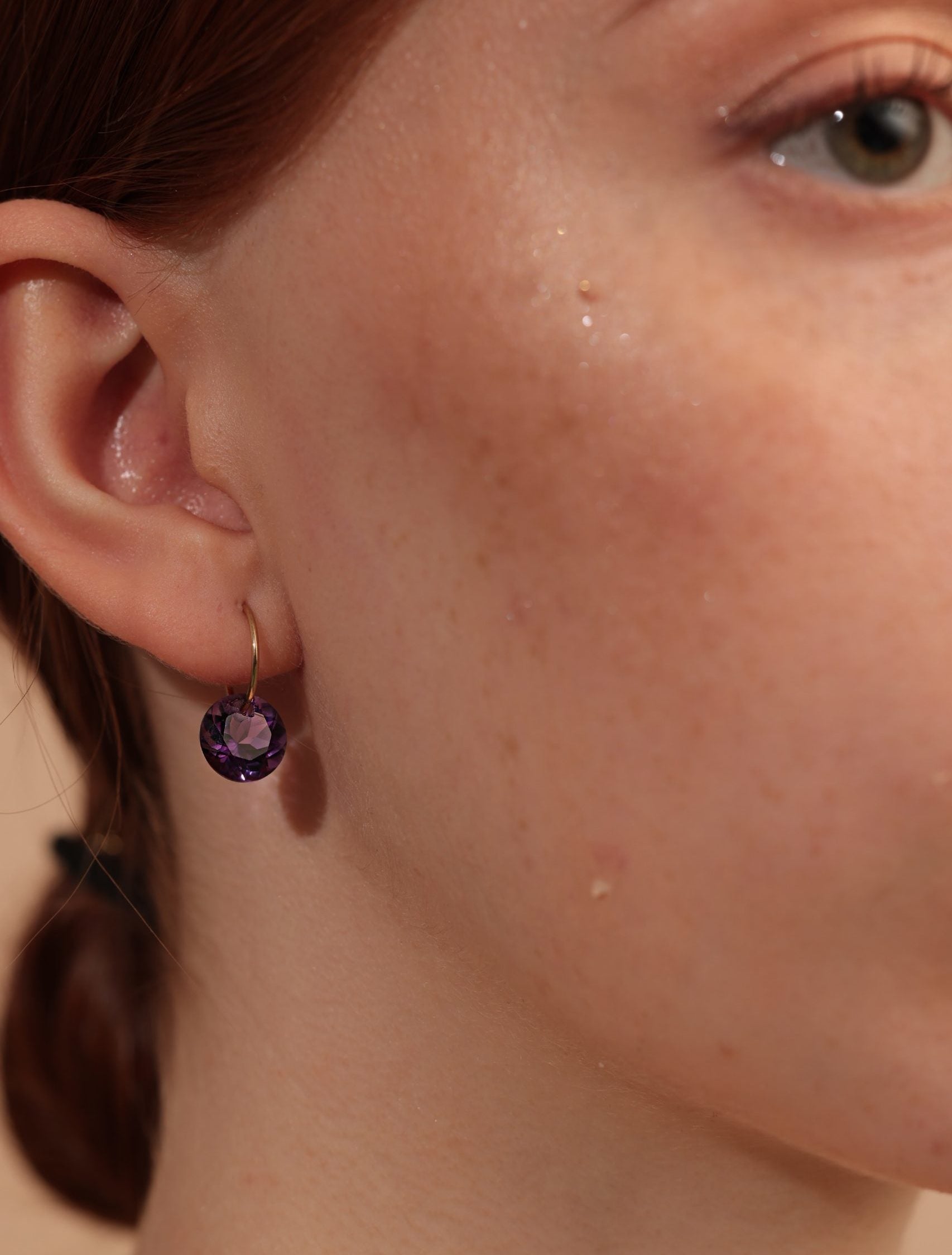 Drilled Amethyst Hoop Earrings