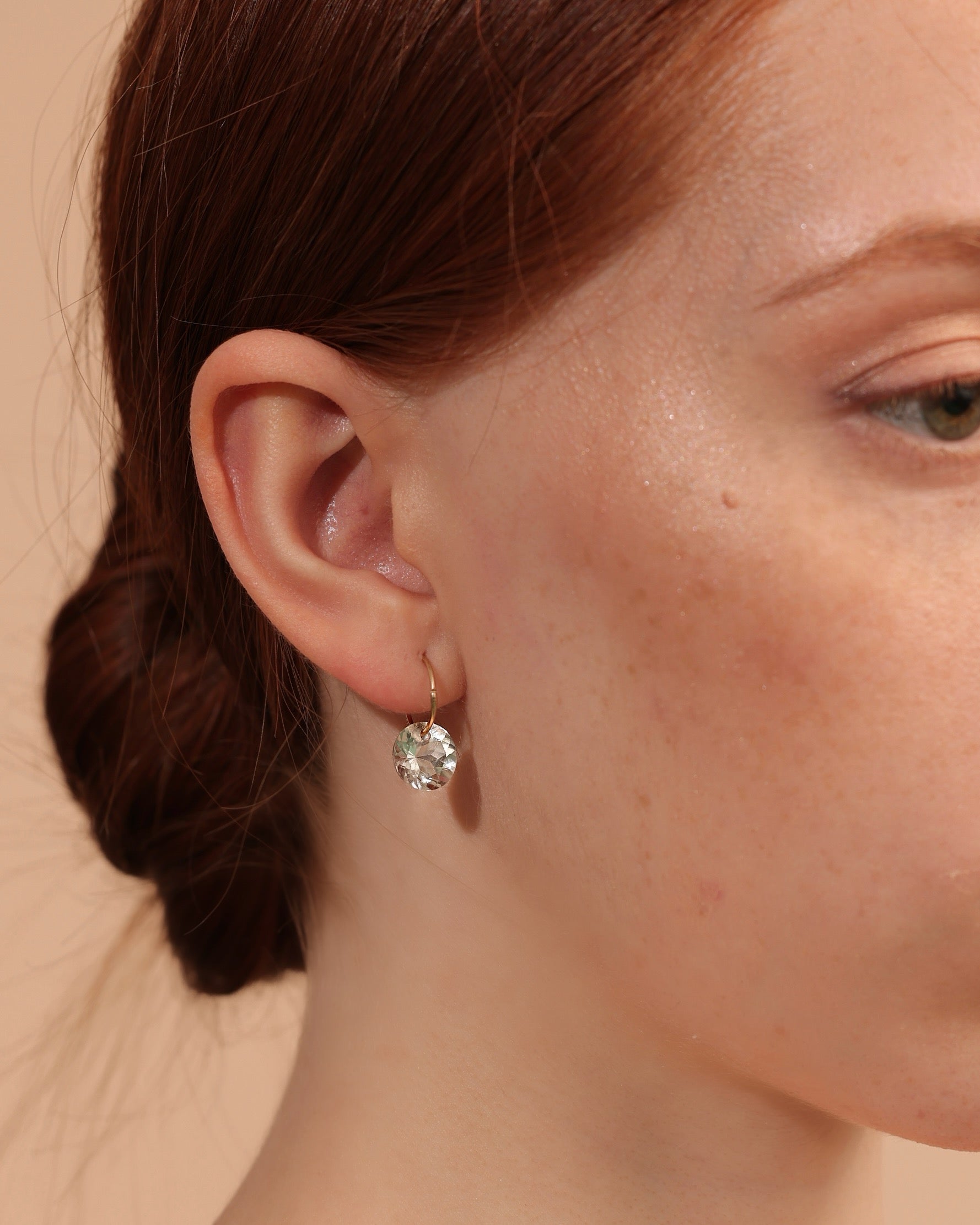 Drilled White Topaz Hoop Earrings