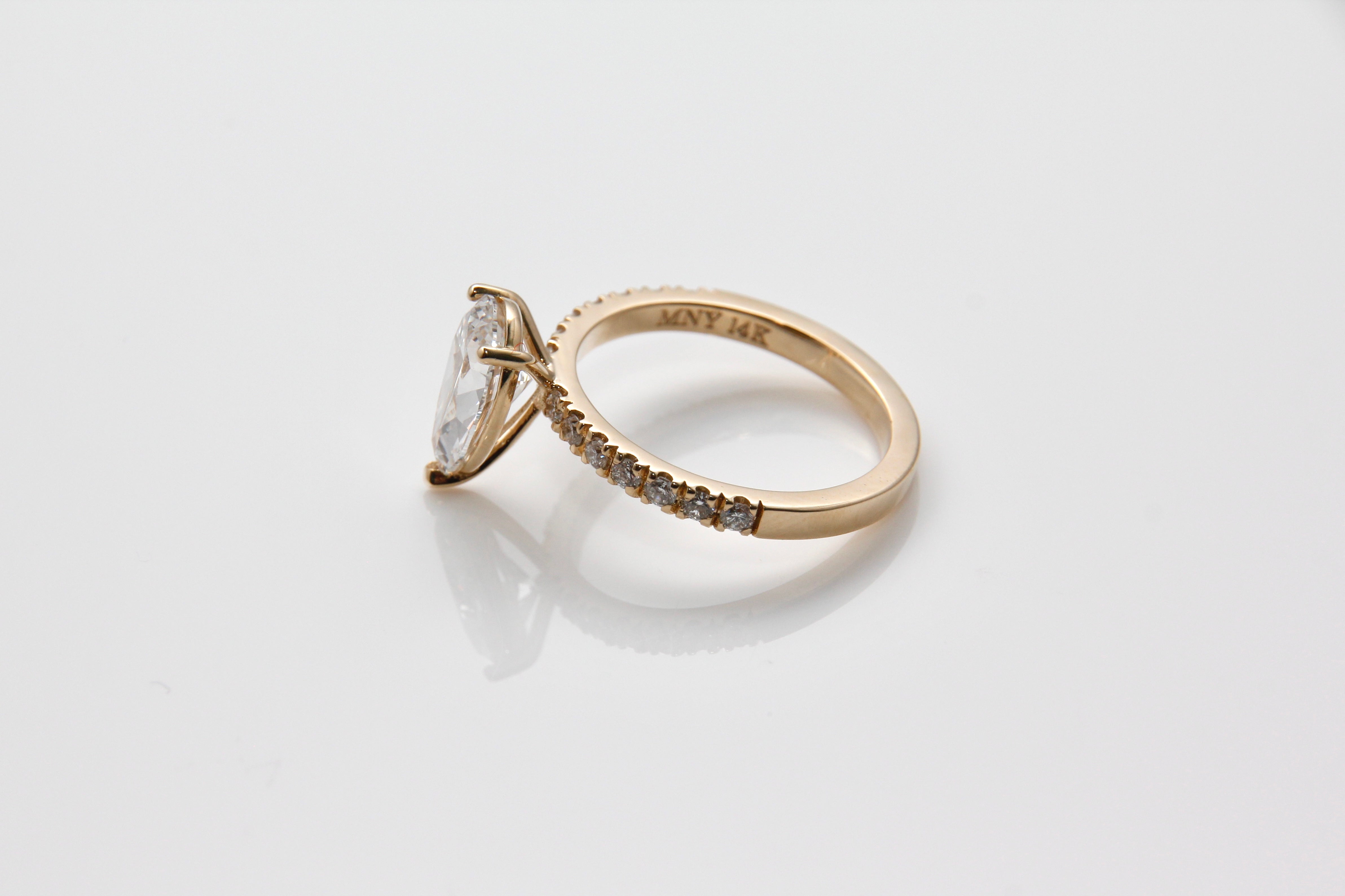2 ct Pear Shape Ring with Yellow and White Gold