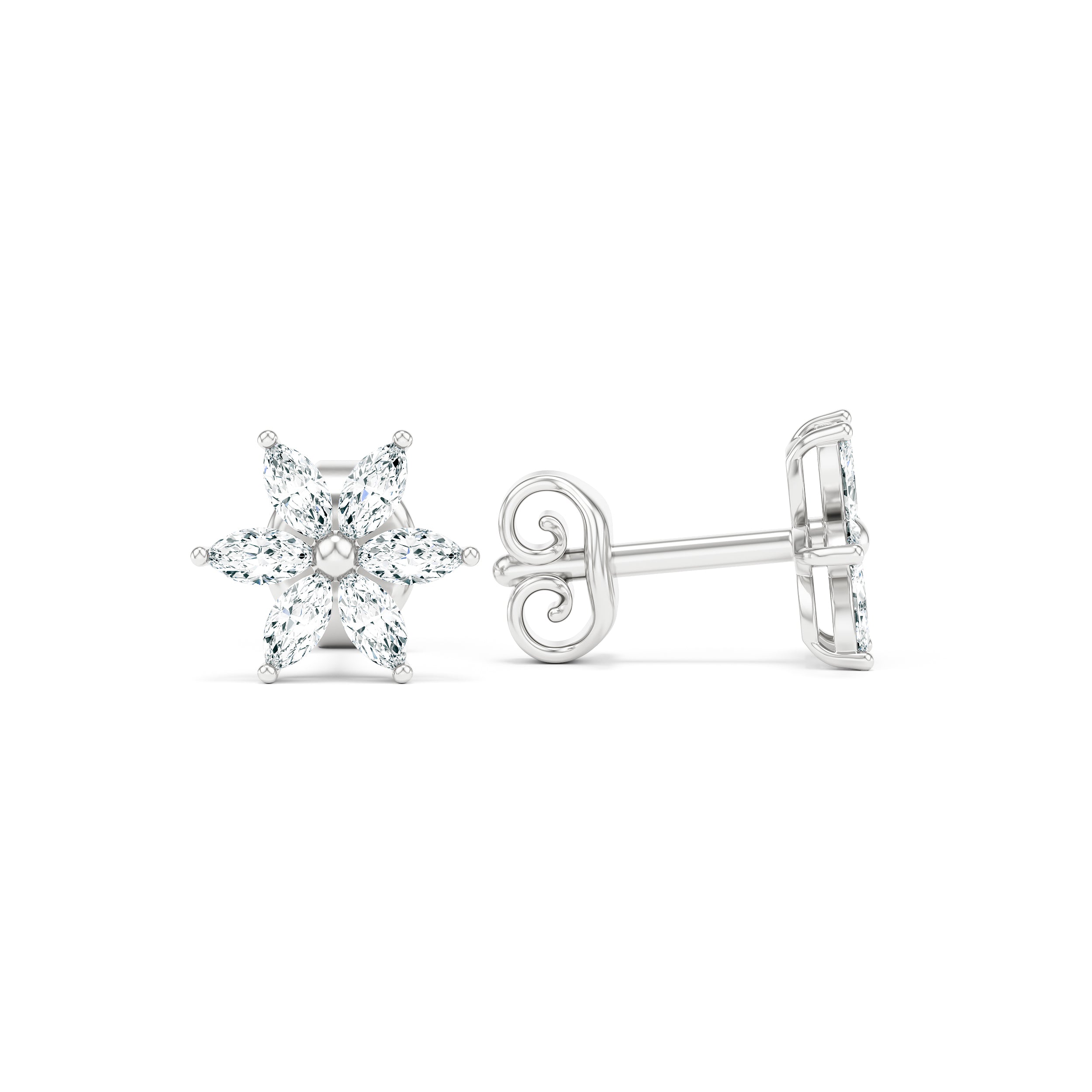 Flower Diamond Stud Earrings