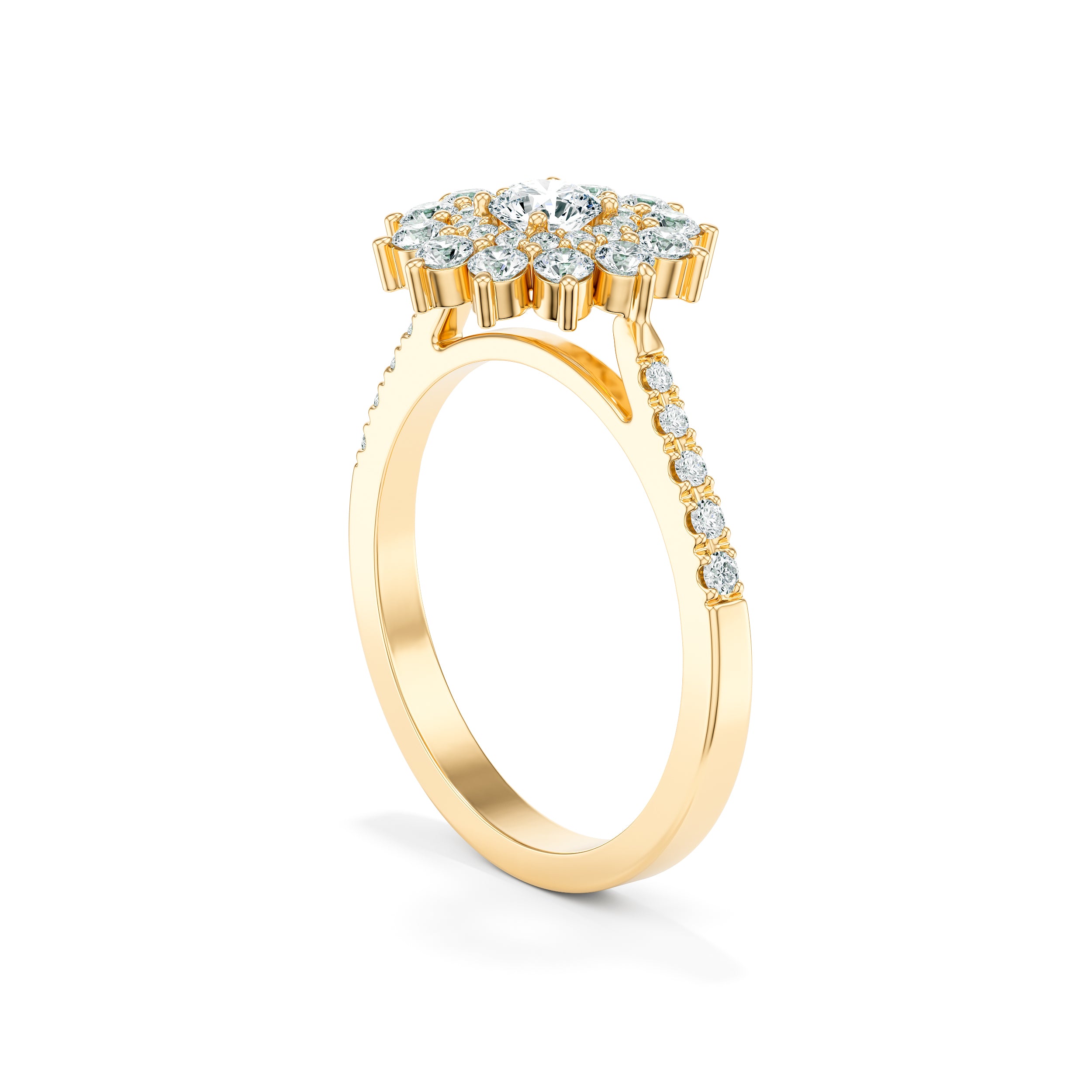 Snowflake Diamond Ring with Pavé