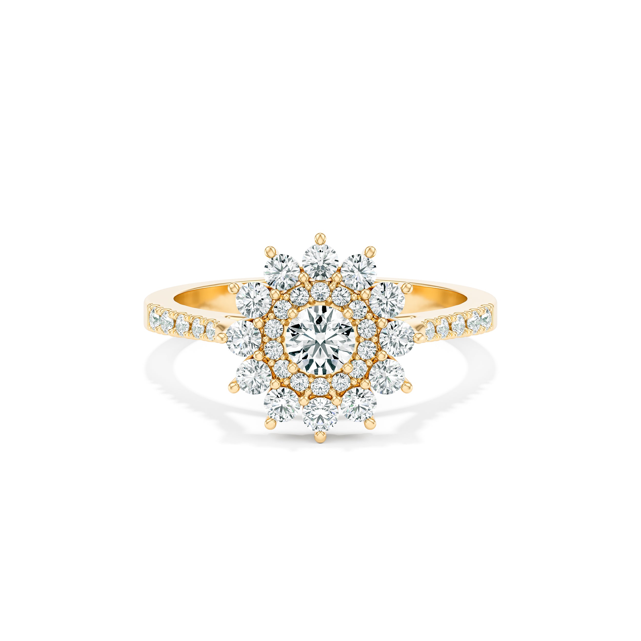 Snowflake Diamond Ring with Pavé