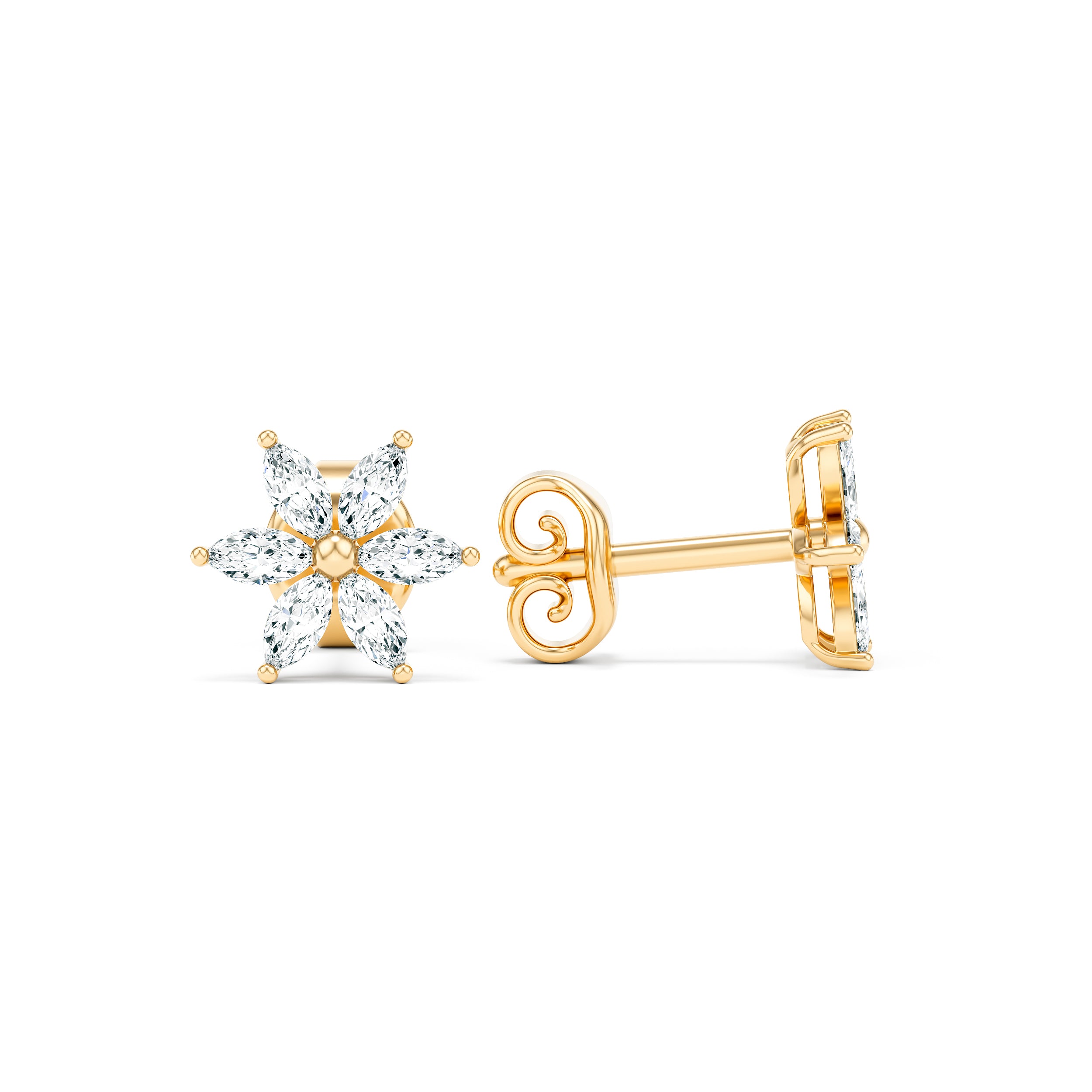 Flower Diamond Stud Earrings